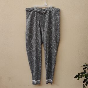 Gray Jogger Pants with White Stripes